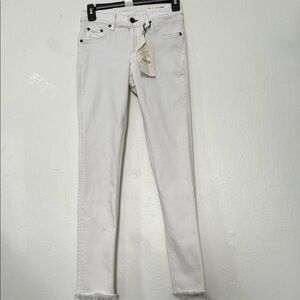 Rag & Bone Jeans Womens White Solid Cotton Stretch Skinny Jeans 26 Capri NWT
